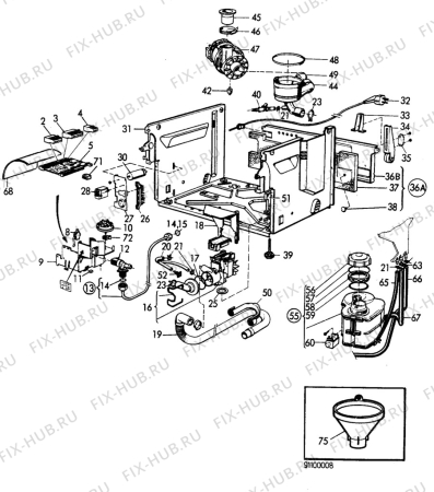 Взрыв-схема посудомоечной машины Electrolux BW295 - Схема узла W10 Water details  E